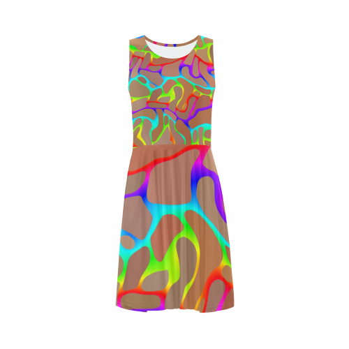 Colorful wavy shapes Sleeveless Ice Skater Dress (D19)