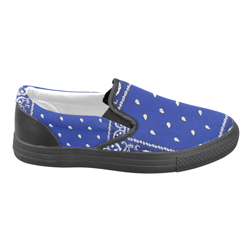 KERCHIEF PATTERN BLUE Slip-on Canvas Shoes for Men/Large Size (Model 019)