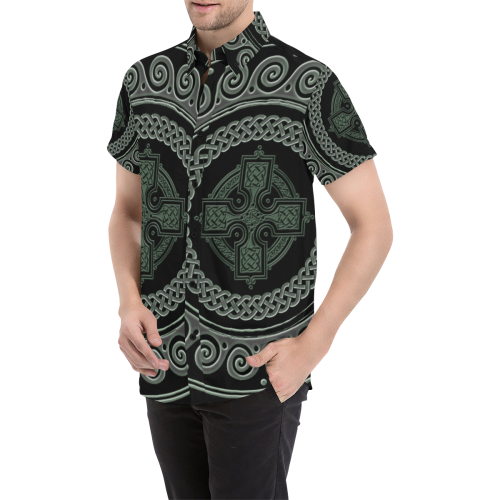Awesome Celtic Cross Men's All Over Print Short Sleeve Shirt/Large Size (Model T53)