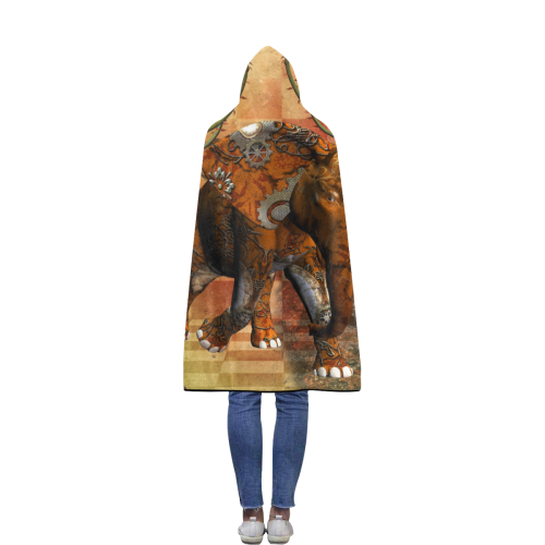 Steampunk, awesome steampunk elephant Flannel Hooded Blanket 50''x60''