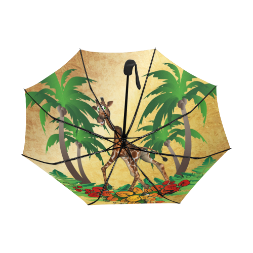 Cute giraffe with palm Anti-UV Auto-Foldable Umbrella (Underside Printing) (U06)