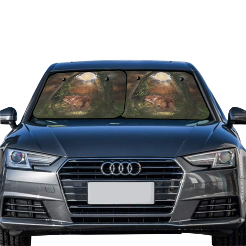 Awesome wolf in the night Car Sun Shade 28"x28"x2pcs