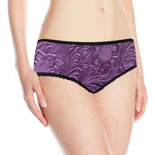 Embossed Purple Flowers Women's All Over Print Classic Briefs (Model L13)