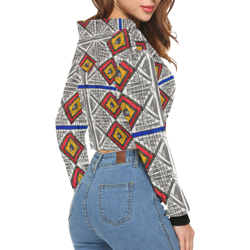 Mixed Center3 All Over Print Crop Hoodie for Women (Model H22)