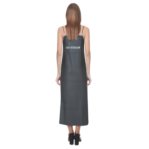 Friends Not Food (Go Vegan) V-Neck Open Fork Long Dress(Model D18)