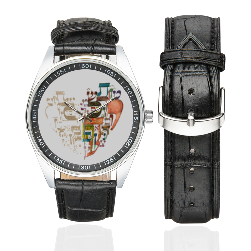 coeur alphabet Men's Casual Leather Strap Watch(Model 211)