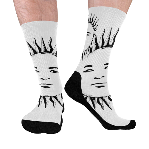 GOD Men Mid Socks White & Black Mid-Calf Socks (Black Sole)