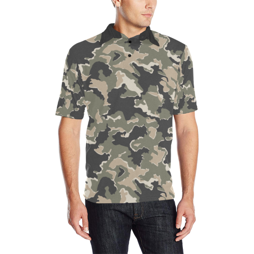 Russian 90’s MVD Type 1 Spetsnaz Woodland SMK Camouflage Men's All Over Print Polo Shirt (Model T55)
