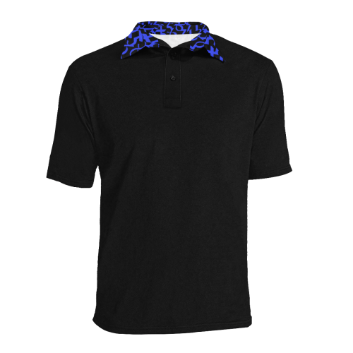 NUMBERS Collection 1234567 Collar "Reverse" Blueberry/Black Men's All Over Print Polo Shirt (Model T55)
