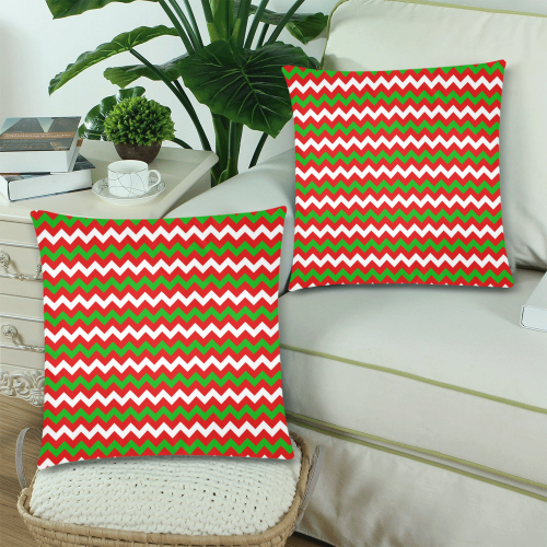 Christmas Zigzag Custom Zippered Pillow Cases 18"x 18" (Twin Sides) (Set of 2)
