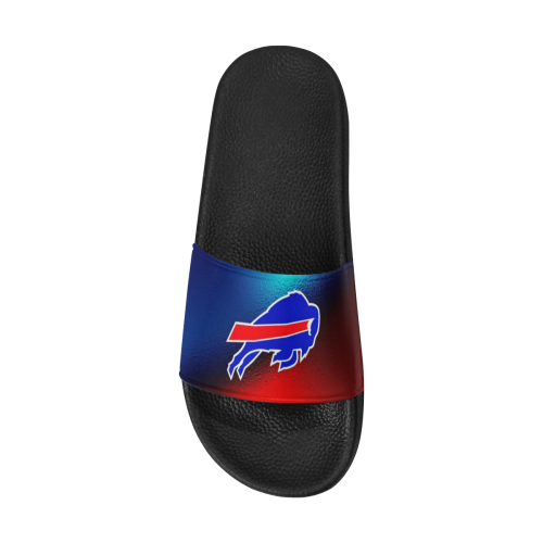 Red & Blue Buffalo Logo Design White Outline Men's Slide Sandals (Model 057)