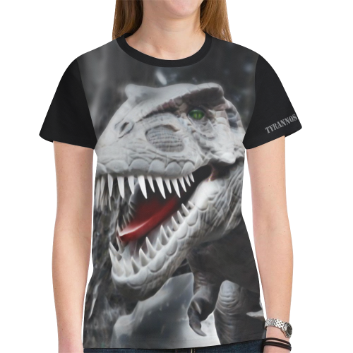 Tyrannosaurus Rex Dinosaurs - Soft Black New All Over Print T-shirt for Women (Model T45)