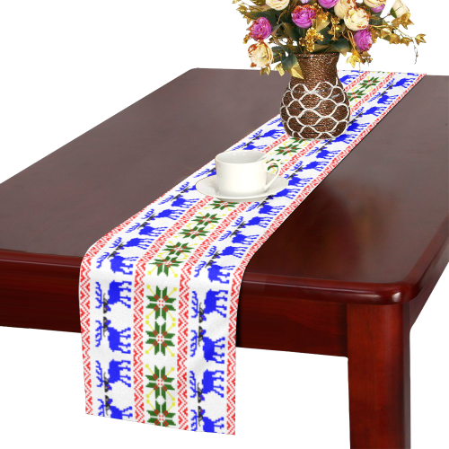 Christmas Ugly Sweater 'Deal With It' Reindeer White Table Runner 14x72 inch