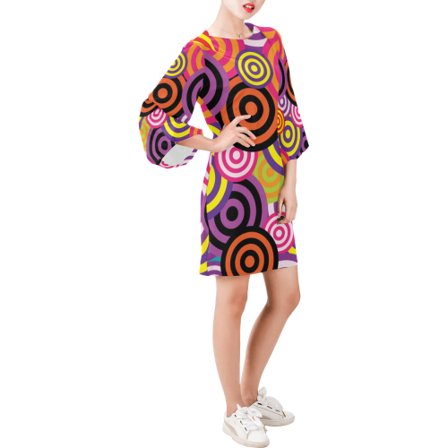 Retro Pop Art Bell Sleeve Dress (Model D52)