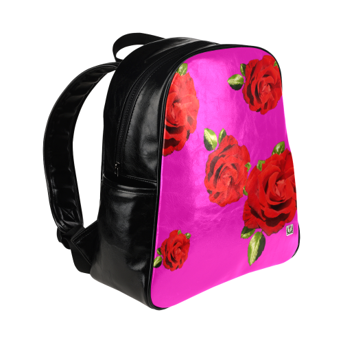 Fairlings Delight's Floral Luxury Collection- Red Rose Multi-Pockets Backpack 53086b4 Multi-Pockets Backpack (Model 1636)