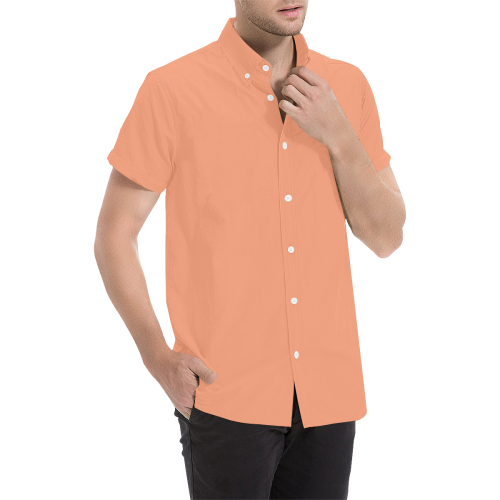 color light salmon Men's All Over Print Short Sleeve Shirt/Large Size (Model T53)