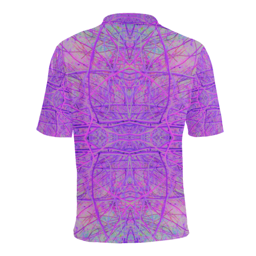 Hot Pink and Purple Abstract Branch Pattern Men's All Over Print Polo Shirt (Model T55)