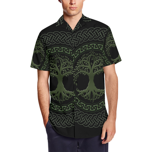 Awesome Celtic Tree Of Life Men's Short Sleeve Shirt with Lapel Collar (Model T54)