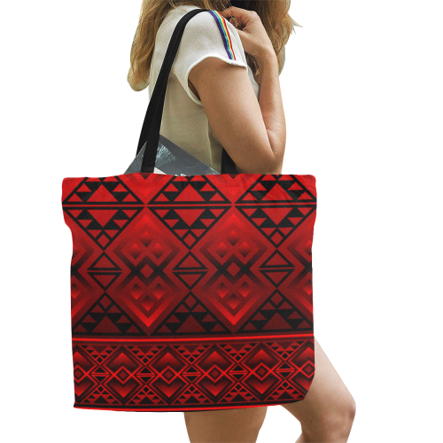 The Lodge Red All Over Print Canvas Tote Bag/Large (Model 1699)