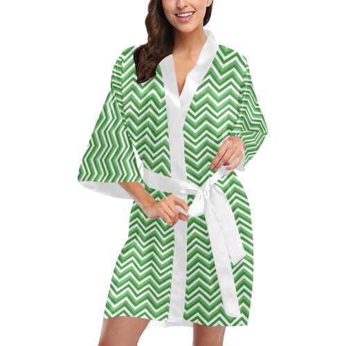Green Chevron Kimono Robe