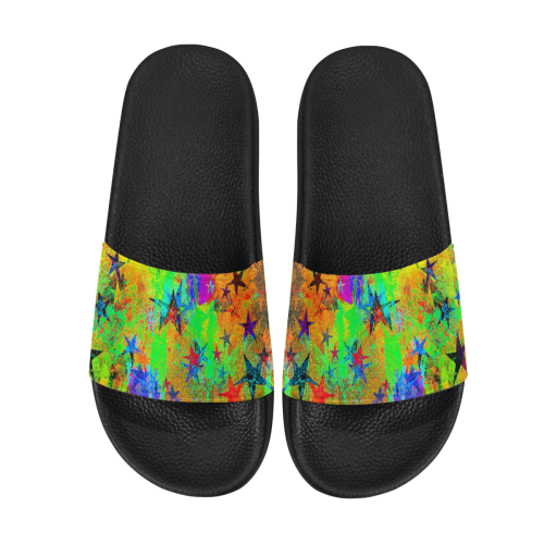 stars and texture colors Women's Slide Sandals (Model 057)