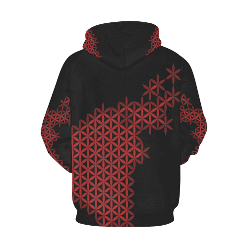 Flower of Life Pattern (red flame) All Over Print Hoodie for Men/Large Size (USA Size) (Model H13)