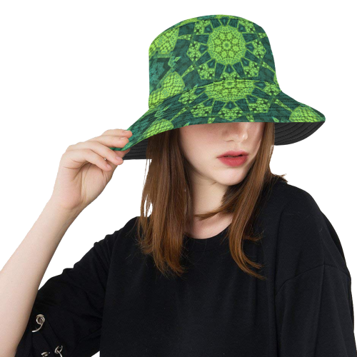 Green Theme Mandala All Over Print Bucket Hat