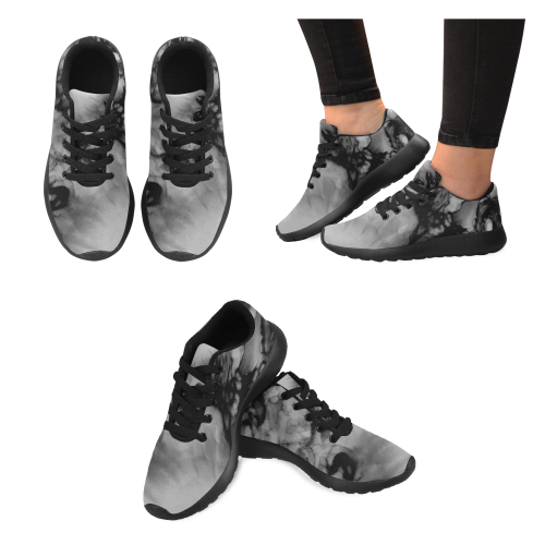 black and white-1 Women’s Running Shoes (Model 020)