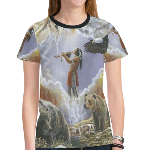One With Nature Peace Pipe New All Over Print T-shirt for Women (Model T45)