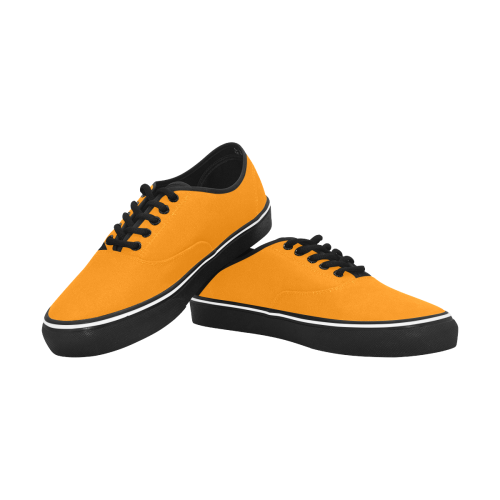 color dark orange Classic Men's Canvas Low Top Shoes (Model E001-4)