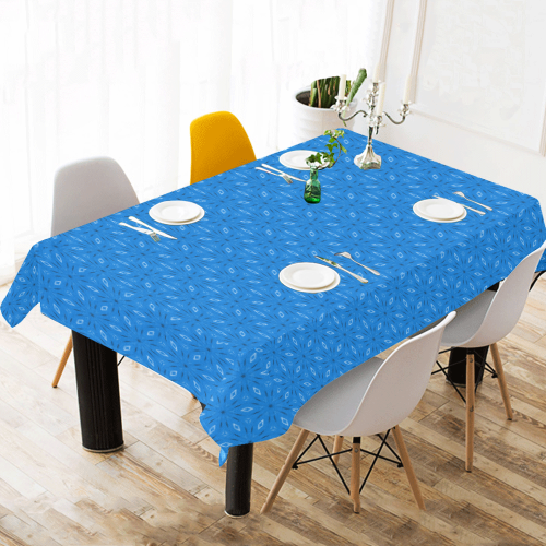 Blue, Black & White #5 Cotton Linen Tablecloth 60"x120"