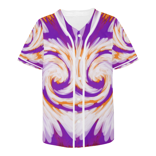 Purple Orange Tie Dye Swirl Abstract All Over Print Baseball Jersey for Men (Model T50)