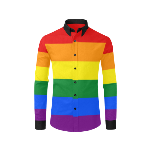 Gay Pride Rainbow Flag Stripes Men's All Over Print Casual Dress Shirt (Model T61)