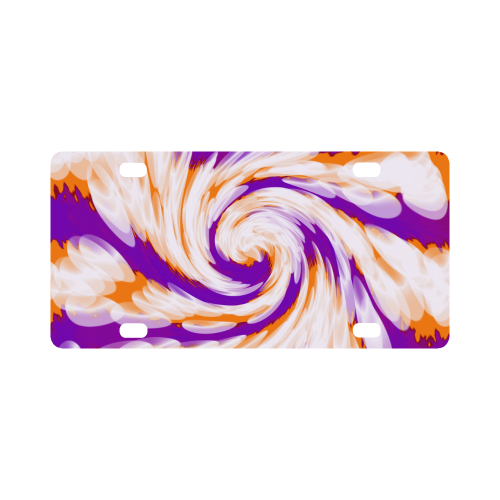 Purple Orange Tie Dye Swirl Abstract Classic License Plate