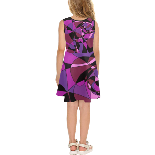 Abstract Design #6 Girls' Sleeveless Sundress (Model D56)