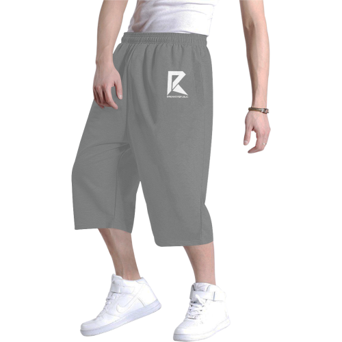 Men's Baggy Shorts (White&Grey) Men's All Over Print Baggy Shorts (Model L37)