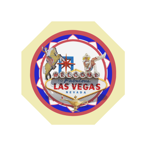 LasVegasIcons Poker Chip - Vegas Sign  on Yellow Anti-UV Auto-Foldable Umbrella (Underside Printing) (U06)