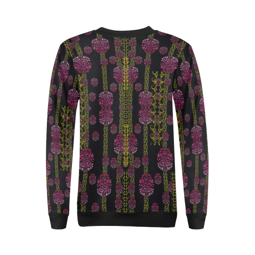 wild flowers on black All Over Print Crewneck Sweatshirt for Women (Model H18)