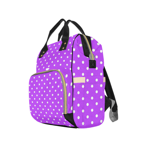 Royal Purple White Dots Multi-Function Diaper Backpack/Diaper Bag (Model 1688)