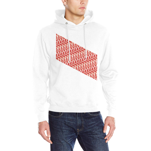 NUMBERS Collection White/Lava Red 1234567 Flag Men's Classic Hoodie (Model H17)