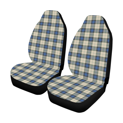 Classic Tartan Squares Fabric - blue beige Car Seat Covers (Set of 2)