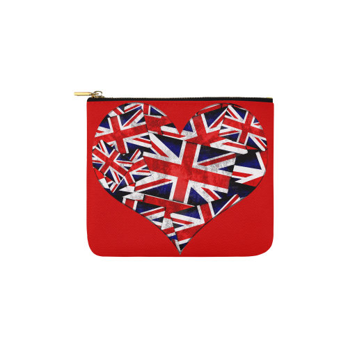 Union Jack British UK Flag Heart Red Carry-All Pouch 6''x5''