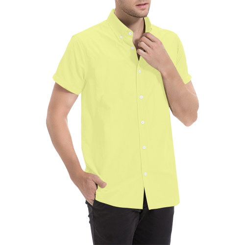color canary yellow Men's All Over Print Short Sleeve Shirt (Model T53)
