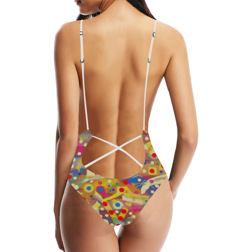 CONFETTI NIGHTS 16 Sexy Lacing Backless One-Piece Swimsuit (Model S10)