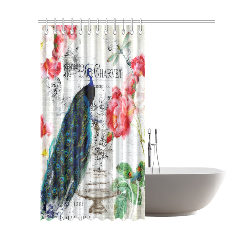 peacock and roses Shower Curtain 69"x84"