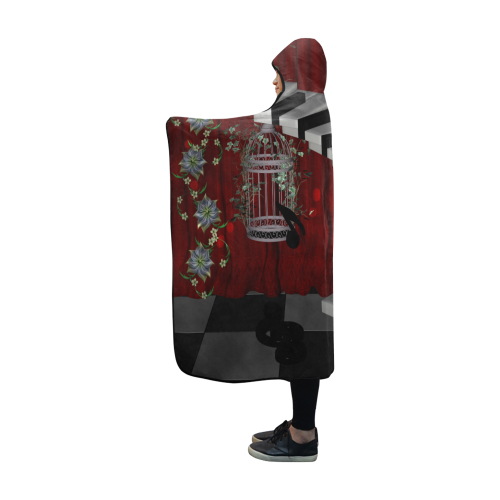 Little fairy dancing on a piano Hooded Blanket 60''x50''