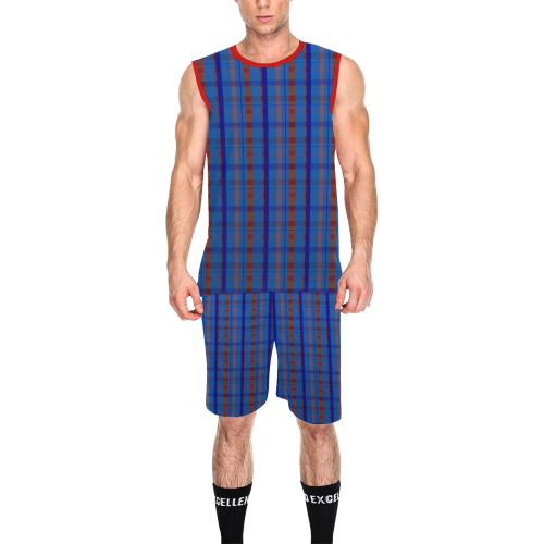 Modern Team Basketball Uniforms Royal Blue plaid style All Over Print Basketball Uniform