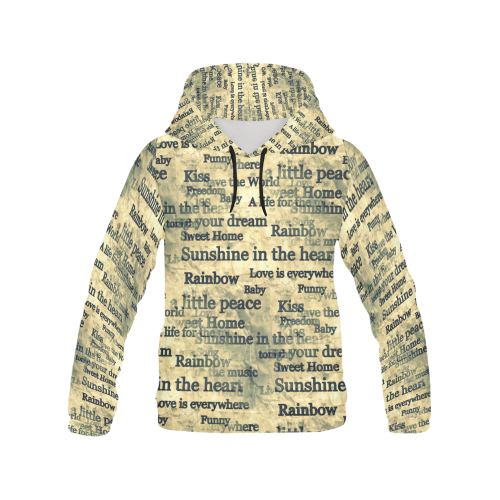 Words Popart by Nico Bielow All Over Print Hoodie for Men/Large Size (USA Size) (Model H13)