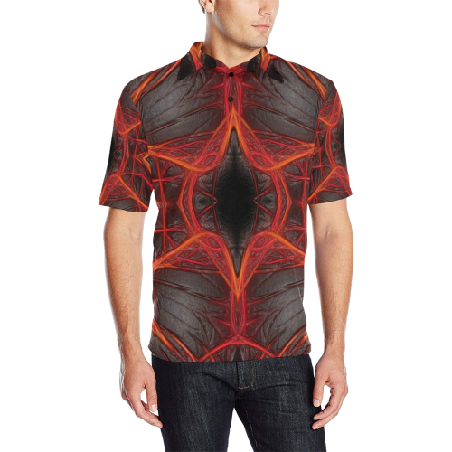 Lines of Energy and Power Men's All Over Print Polo Shirt (Model T55)