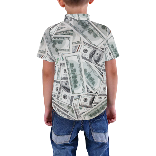Cash Money / Hundred Dollar Bills Boys' All Over Print Short Sleeve Shirt (Model T59)